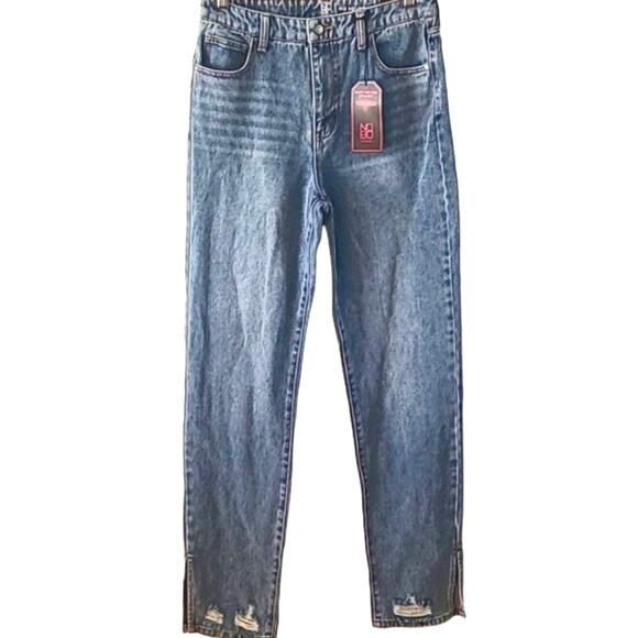 NWT No Boundaries Juniors Size 9 Super High Rise Straight Leg Split Hem Jeans - Picture 4 of 9
